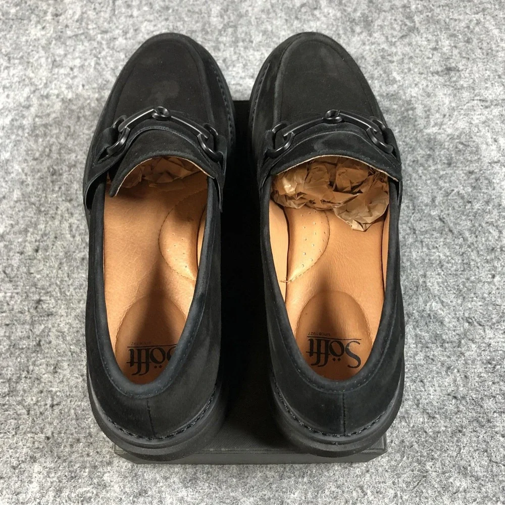 Sofft Loafers Womens 10 Black Leather Slip On Lug Sole Buckle Comfort Shoes